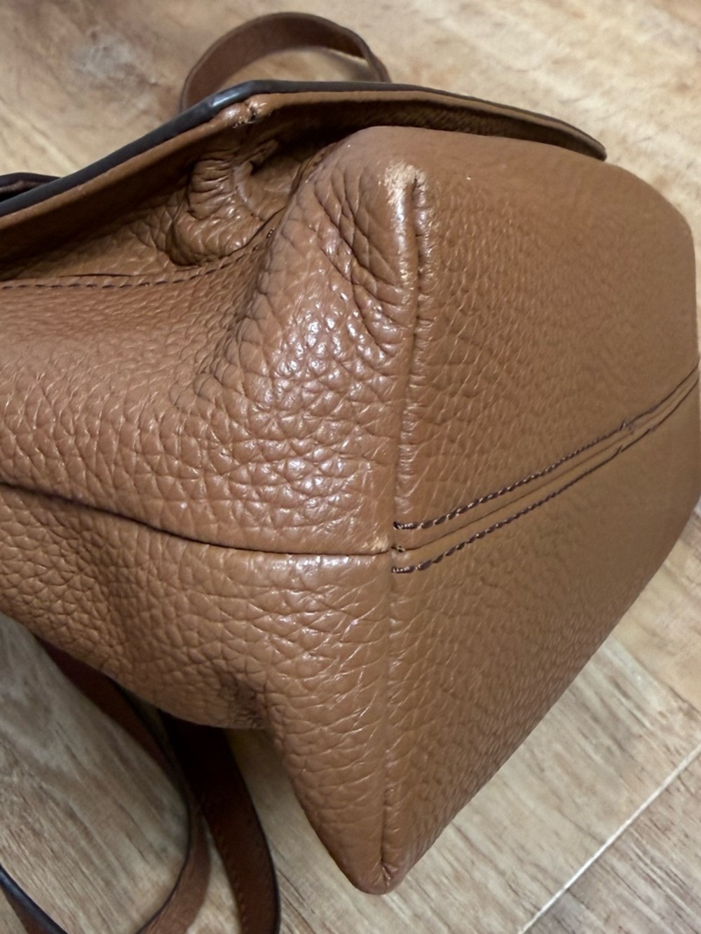Fossil Kinley Satchel with crossbody strap Cognac Brown Pebbled Leather - Picture 7 of 16